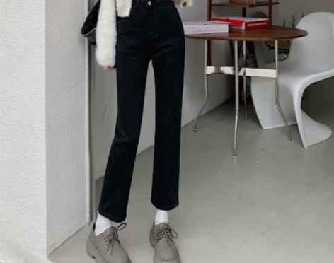 秋冬新款韩系减龄复古宽松百搭休闲直筒裤子显...