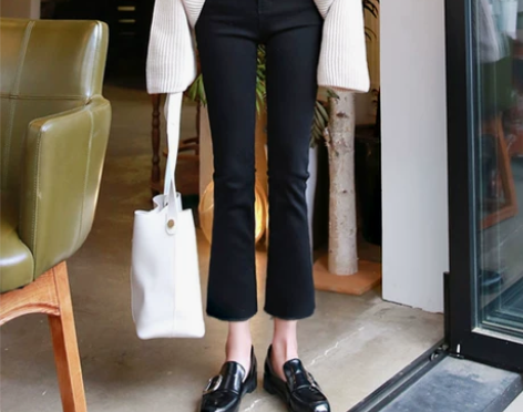 黑色牛仔裤女春秋2019春款高腰韩版垂感阔...