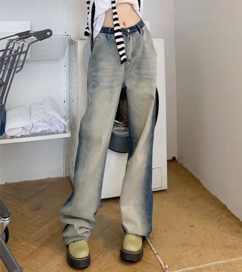 渐变高腰牛仔阔腿裤  L码 全新 吊牌在 ...