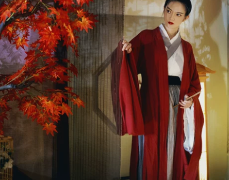 侠客汉服女古风红颜传统魏晋风红色齐腰襦裙广...