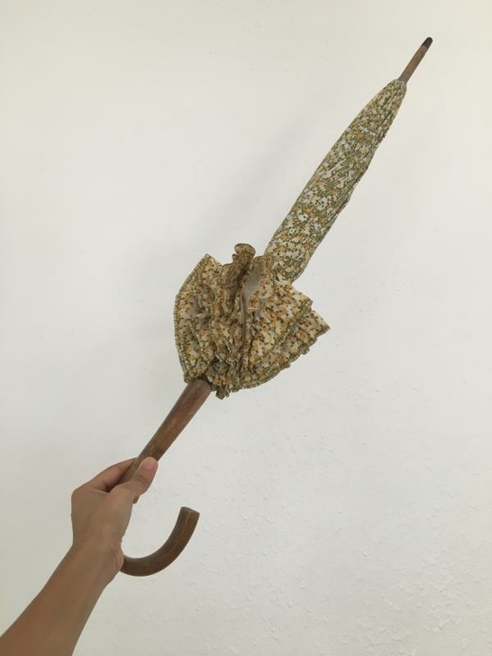法国vintage古董伞木头柄碎花法国田园...