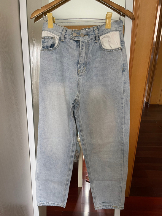 阔腿牛仔裤m码，腰围72cm，三成新。
