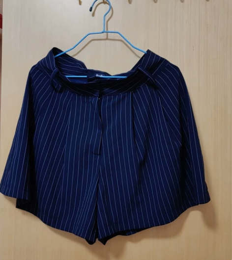 女休闲裤，夏日短裤，条纹，商务，阔腿裤 韩...