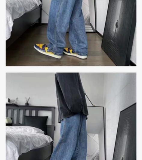 春秋季新款潮牌ins牛仔裤oversize...