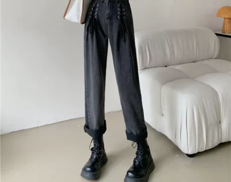 牛仔裤女设计感小众夏季2022年新款高腰显...