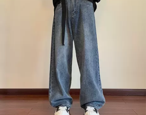 美式复古系带牛仔裤男款潮牌高街春秋款202...