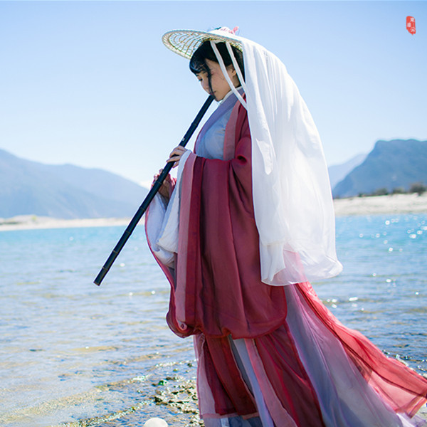 古装汉服司南阁复刻大袖衫交领襦裙红颜魏晋风...