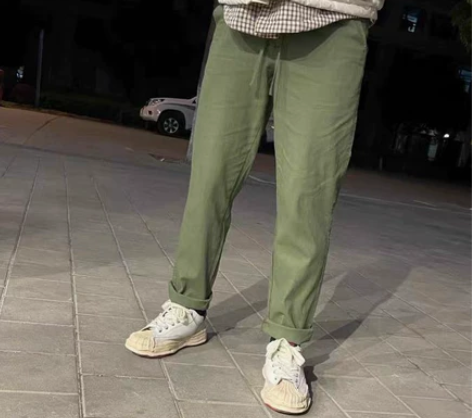 棉麻混纺春夏季男士商务通勤薄款棉麻裤半松紧...