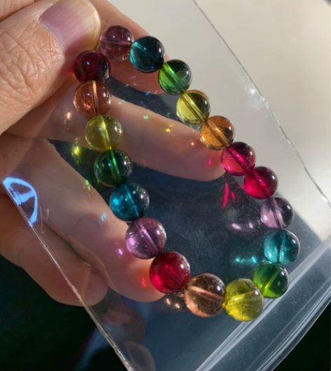全净彩虹碧玺手串手链手训 这串让我词穷，犹...