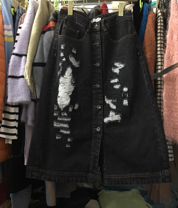 女士时尚牛仔A字裙 厚实
