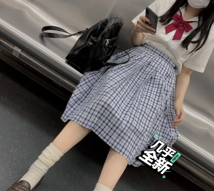 花音社JK【雪桉】原创优等生格裙百褶格子半...