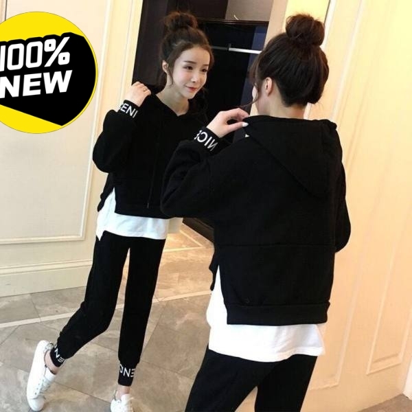 时尚休闲运动服套装女春秋新款韩版学生大码宽...