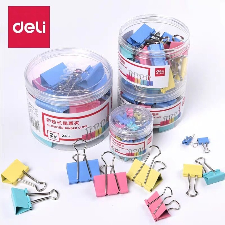 正品得力彩色长尾夹，9元一盒，满15元包邮...