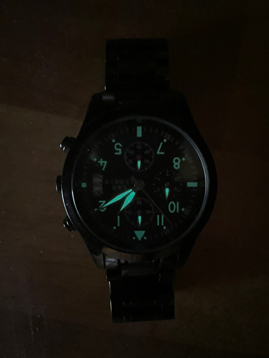 石英表(高奢黑,秒变计时,日期显示,夜光显...