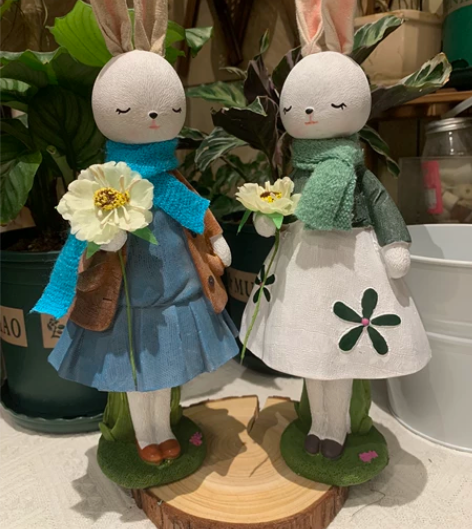 【全新包邮】兔子庭院花园摆件少女心复古家居...