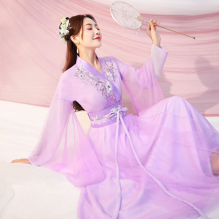 古装女汉服仙女淡雅飘逸仙古风古筝团体大合唱...