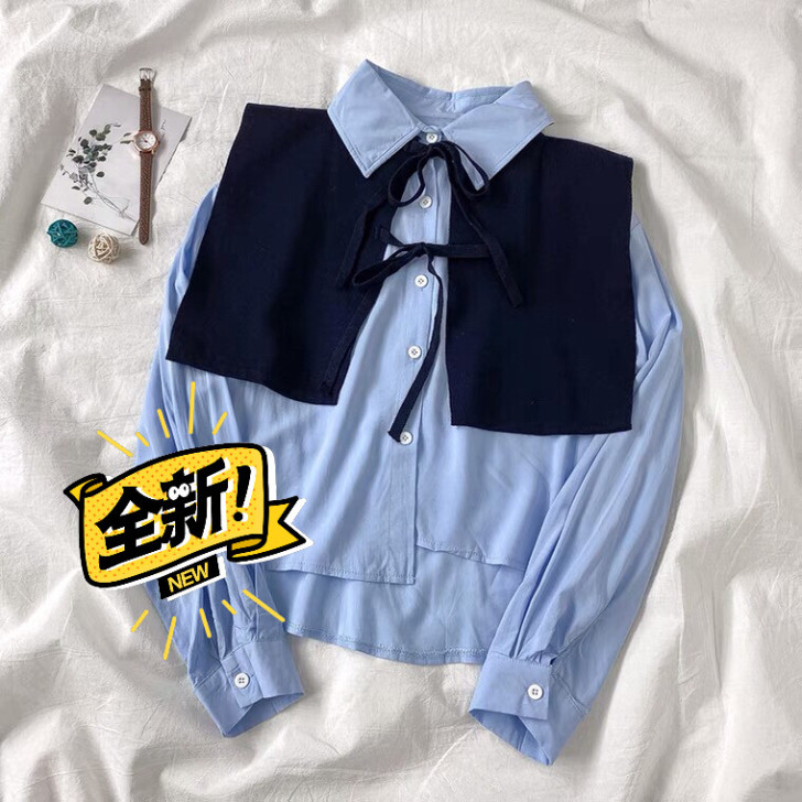 两件套全新包邮长袖衬衫女设计感小众秋202...