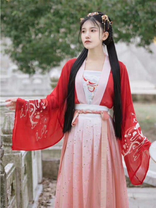 【云衿织】梨花渡原创 春秋装红色上襦学生齐...