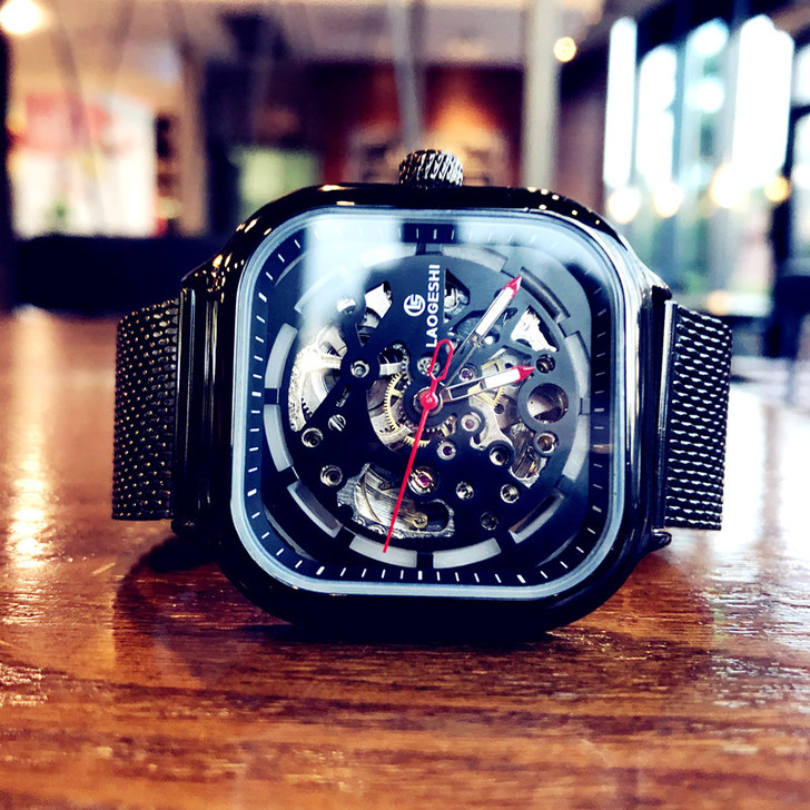 2021新款镂空方形手表男全自动机械表大表...