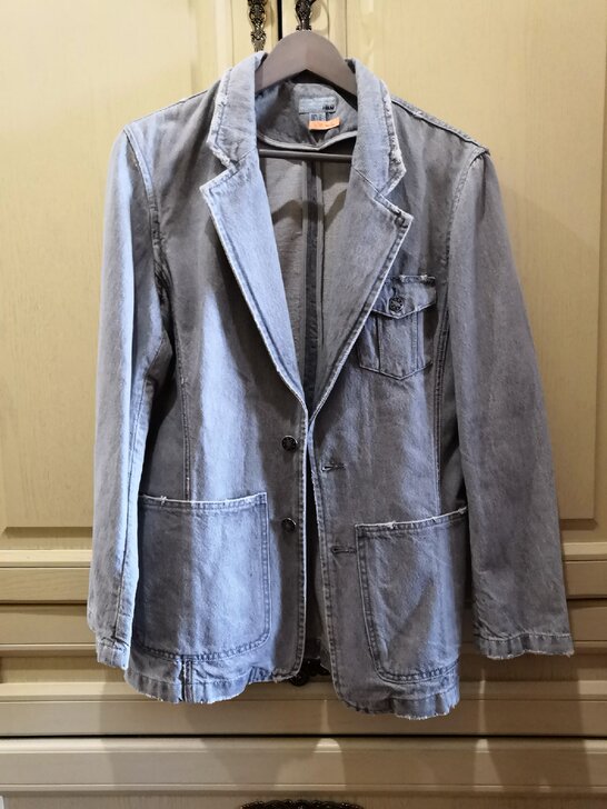 HM男士水洗牛仔西服外套