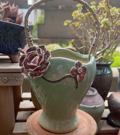 老桩多肉小花盆陶瓷包邮大口径多肉粗陶透气多...