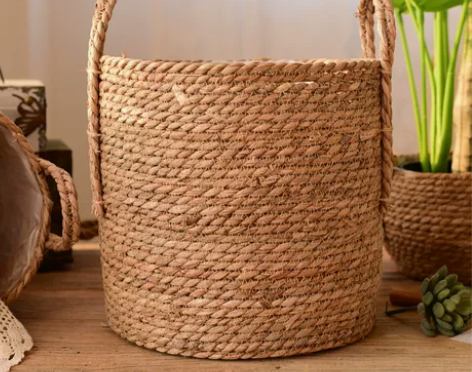 天然草编收纳筐田园手工编织装饰花篮套盆家用...