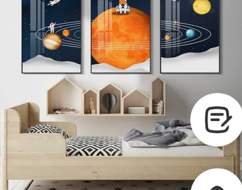 宇航员儿童房装饰画男孩女孩卧室挂画床头房间...