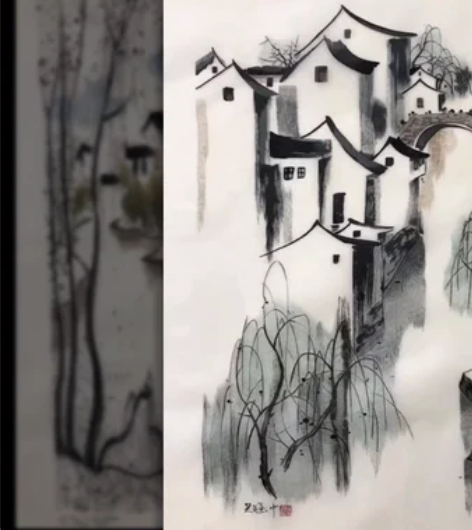 吴冠中作品的手工苏绣画❤️吴冠中江南水乡系...