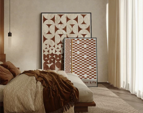 装饰画 装饰画挂画棋盘格侘寂风意式极简高级...