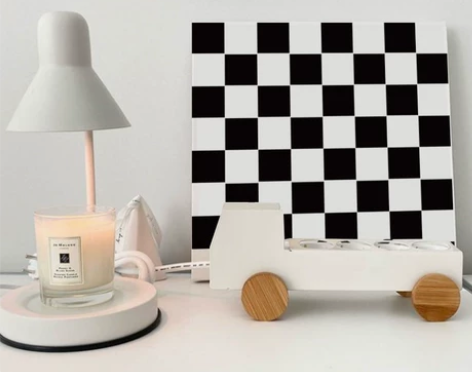 棋盘格无框画现代简约黑白壁画北欧装饰画小众...