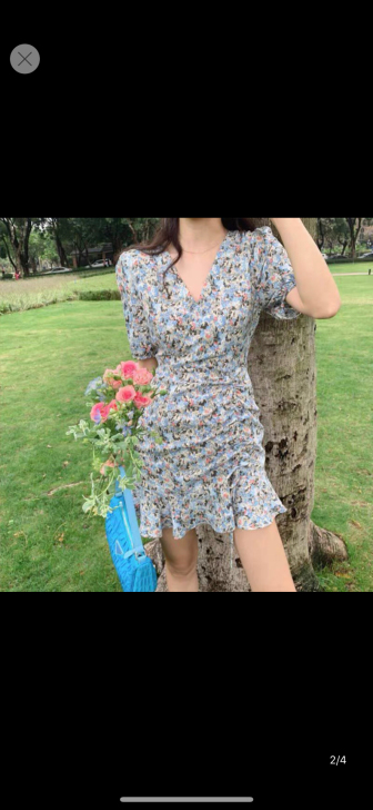 碎花抽绳小裙子，m号