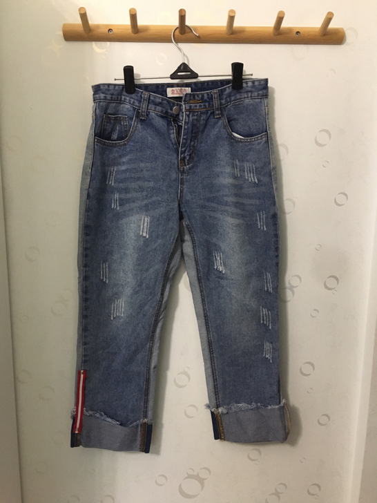 九新女士休闲蓝色牛仔裤九分 S