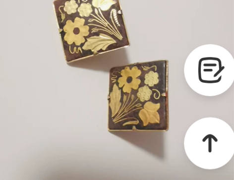 VINTAGE日本产的大马士革鎏金耳夹 很...