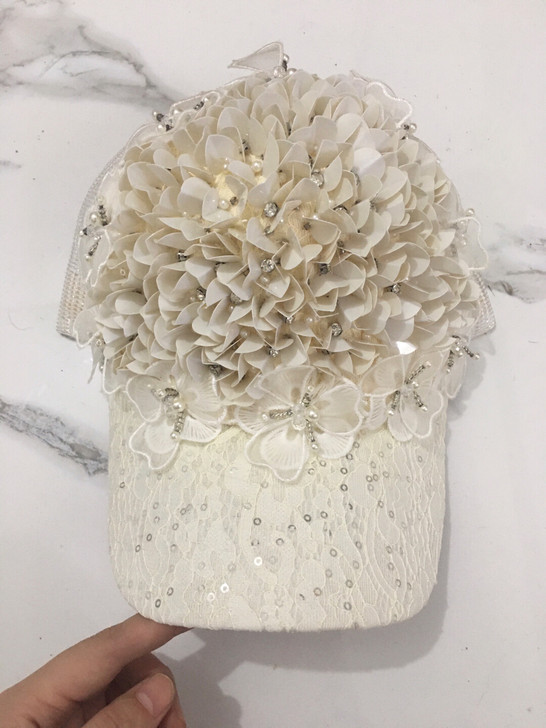 重工蕾丝鸭舌帽夏季