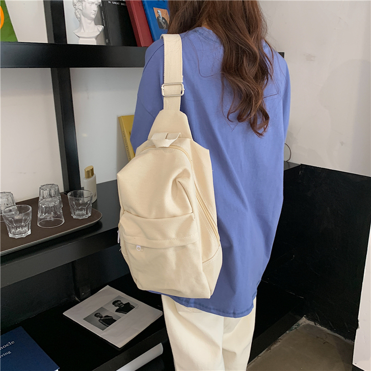 包包2021新款潮胸包帆布包女休闲百搭书包...