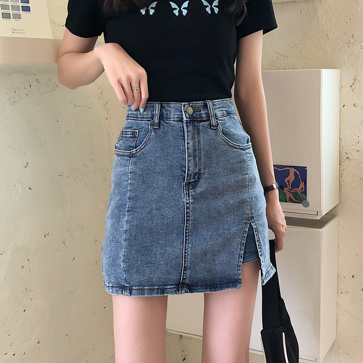 牛仔裙短裙女夏季2021新款半身裙高腰a字...