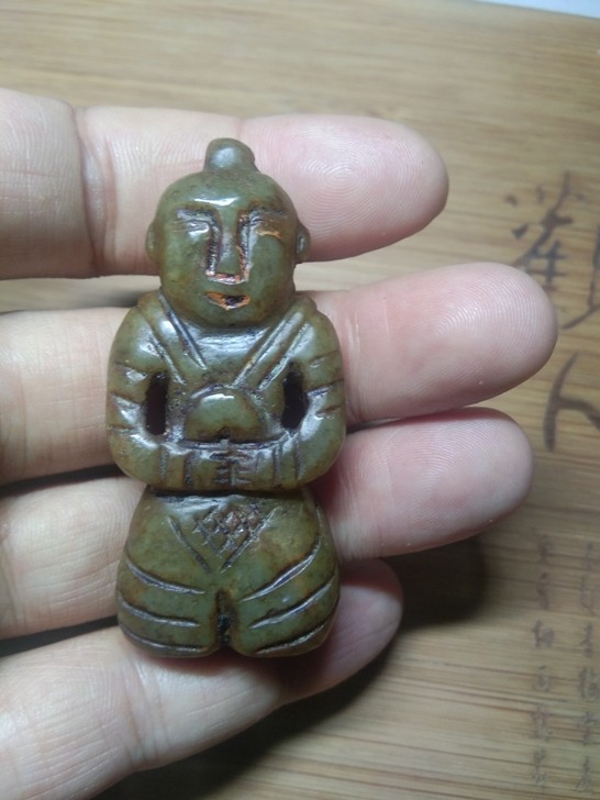 古玉老玉岫玉玉贵人遇贵人玉雕把件挂件包邮