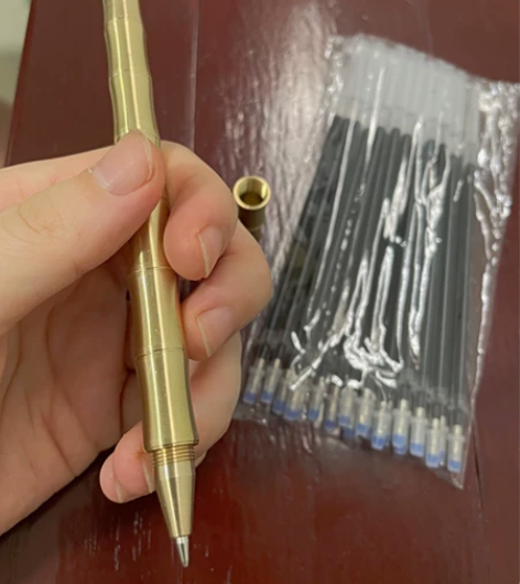 全新竹节纯黄铜笔纯金属商务签字笔复古铜笔中...