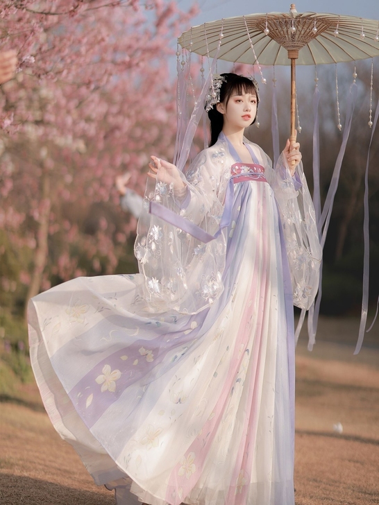茗月萱齐胸襦裙套装汉服女刺绣正品春夏秋款日...