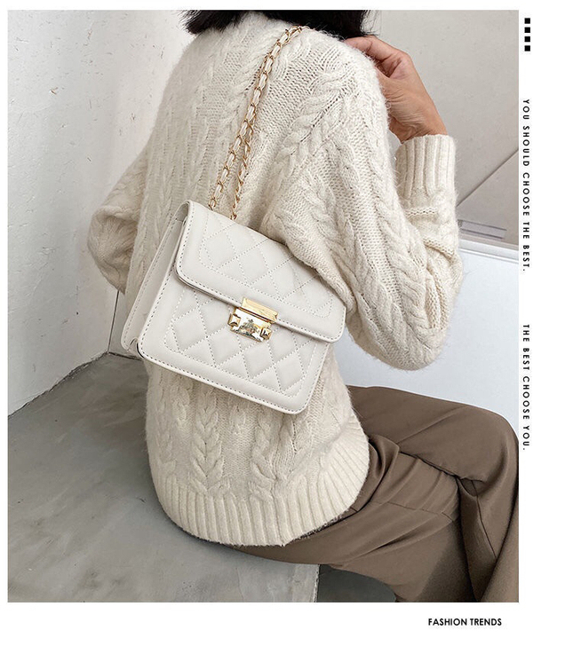 2021网红新款潮时尚菱格链条包ins风纯...