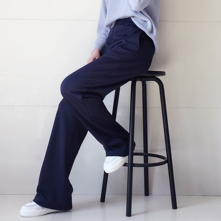 韩国秋冬加长阔腿裤女长裤西裤加厚高腰显瘦#...