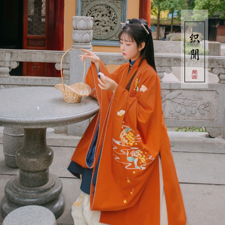 [绝版]织闻 汉服似锦年华明制披风 橘色s...