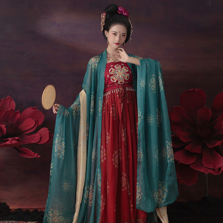 青渊原创正品汉服女唐制刺绣诃子裙忆萝绝美印...