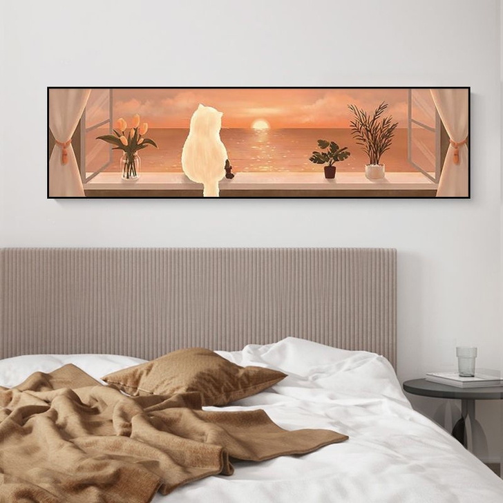 全新 床头挂画装饰无框画沙发卧室宾馆酒店公...