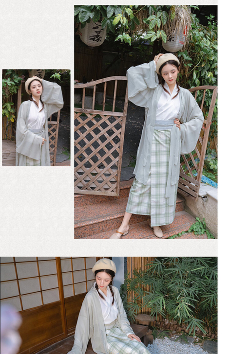 清梳琉夏 日常宋制汉服女三件套原创对襟长衫...