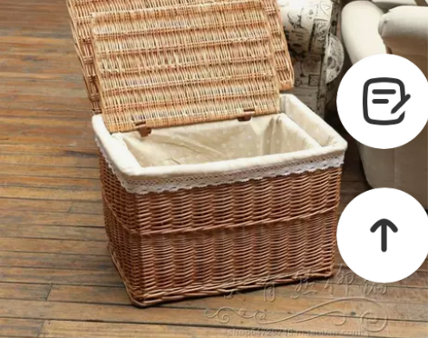 热销特大号柳编收纳箱藤编收纳筐带盖零食筐藤...