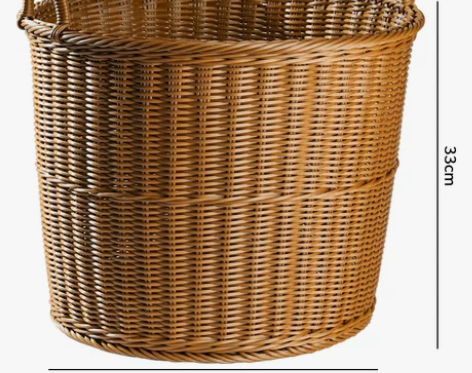 仿藤编提手脏衣篮 圆形脏衣服收纳桶 浴室塑...