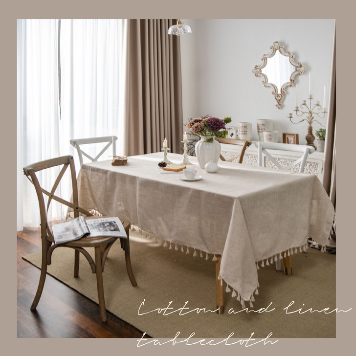 复古棉麻布艺茶几盖巾文艺桌布电视柜北欧流苏...