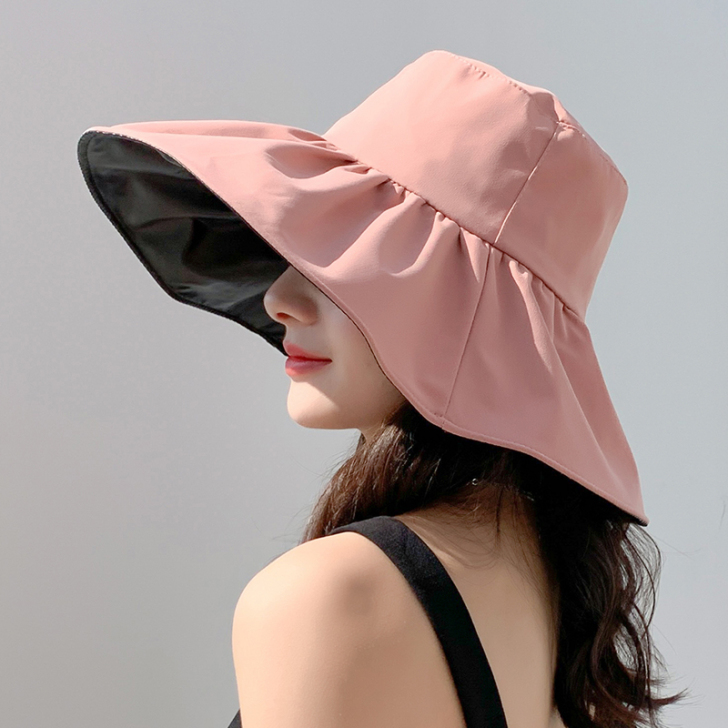 黑胶防晒遮阳帽子女春秋夏季薄款遮脸紫外线大...
