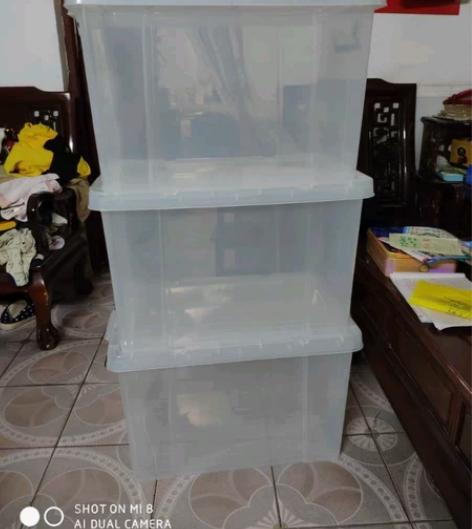 50L透明大容量加厚有盖塑料收纳箱衣服储物...